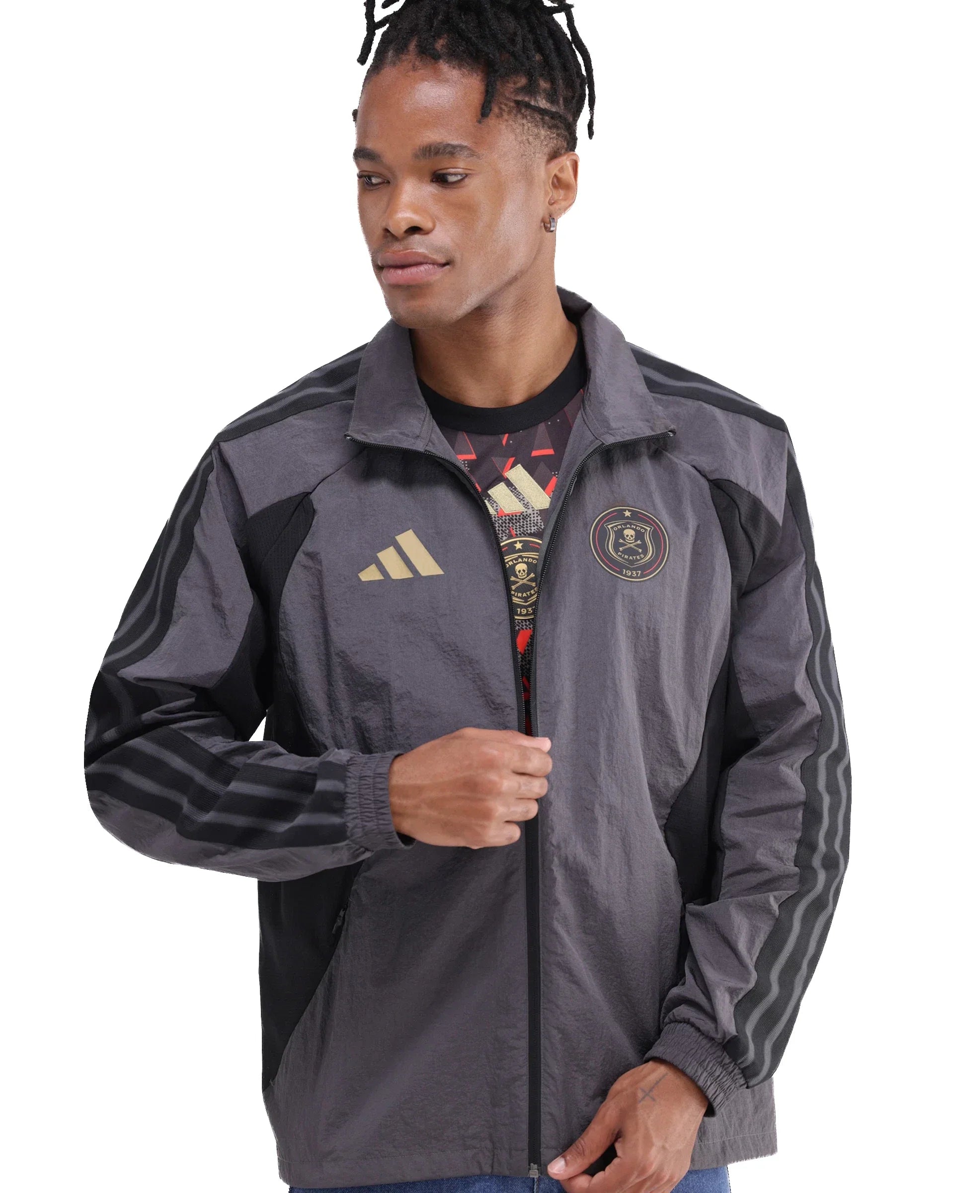 Orlando Pirates Adidas Home Anthem Jacket Grey Six