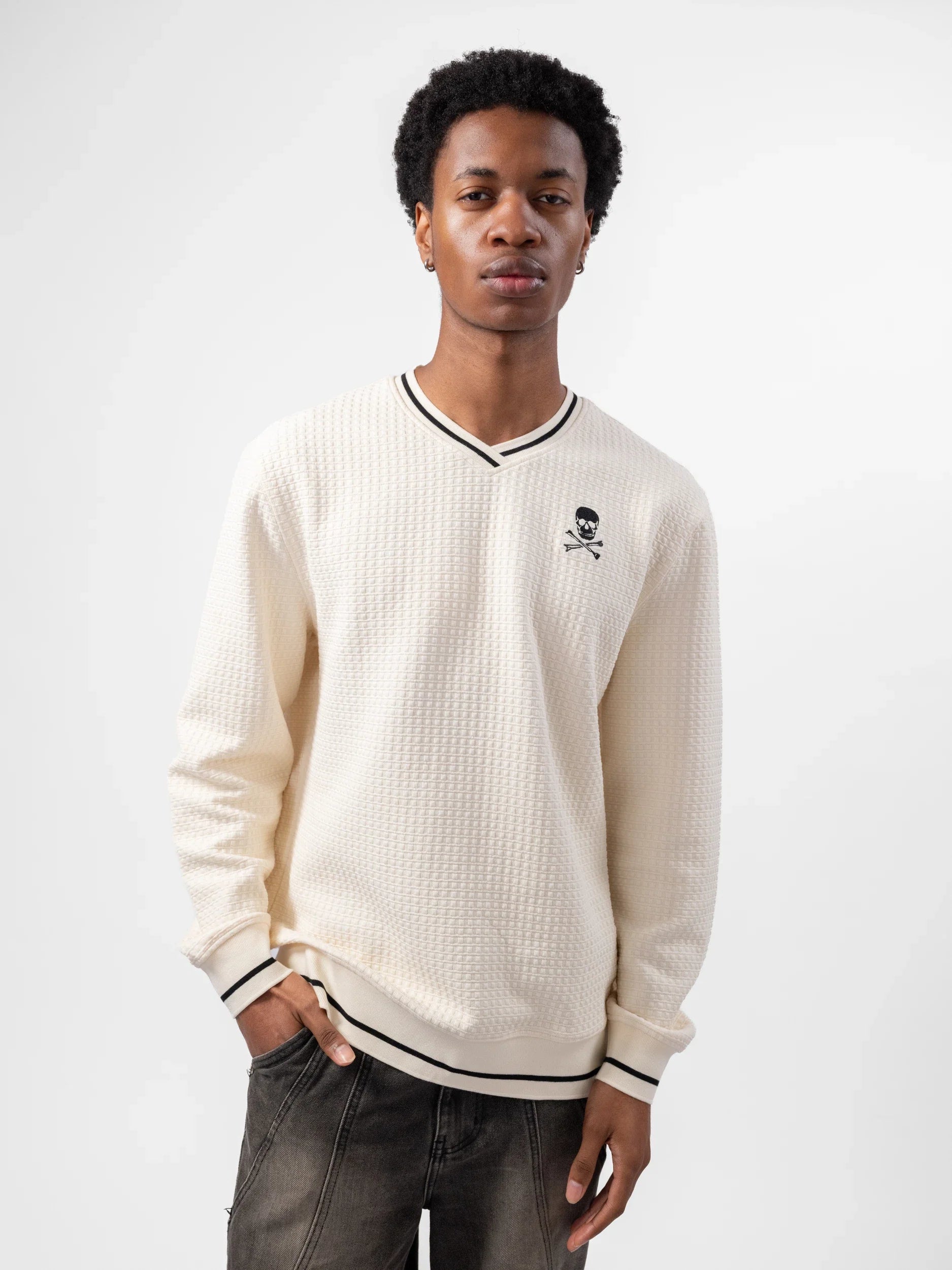 Orlando Pirates V-neck Waffle Sweatshirt White