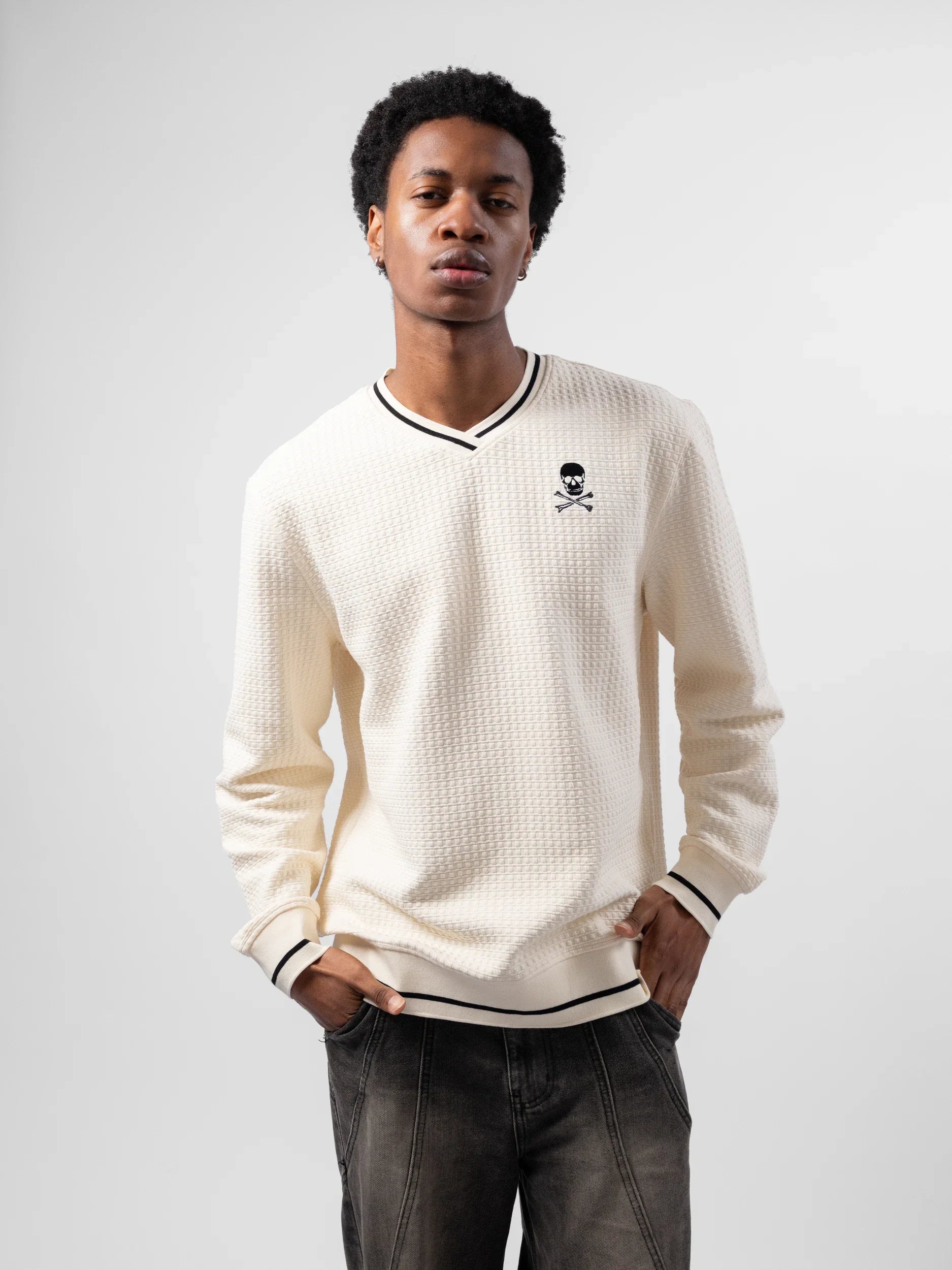 Orlando Pirates V-neck Waffle Sweatshirt White